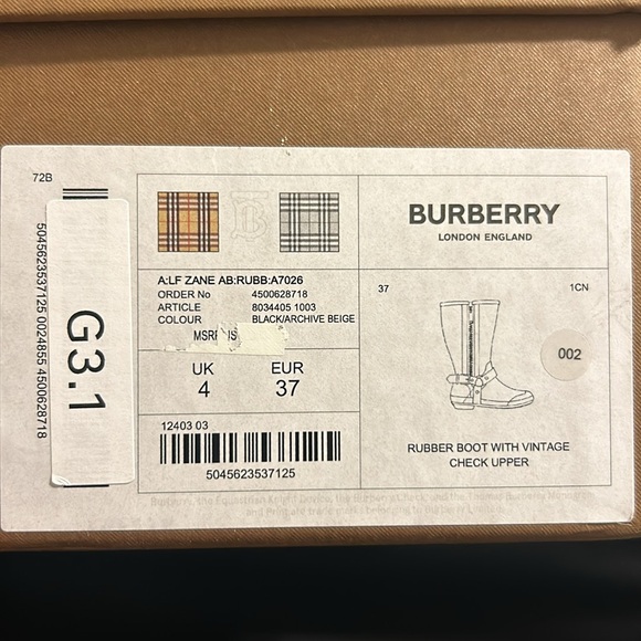 Burberry Holloway Nova Check Belted Rubber Canvas Rain Boots - Picture 11 of 11